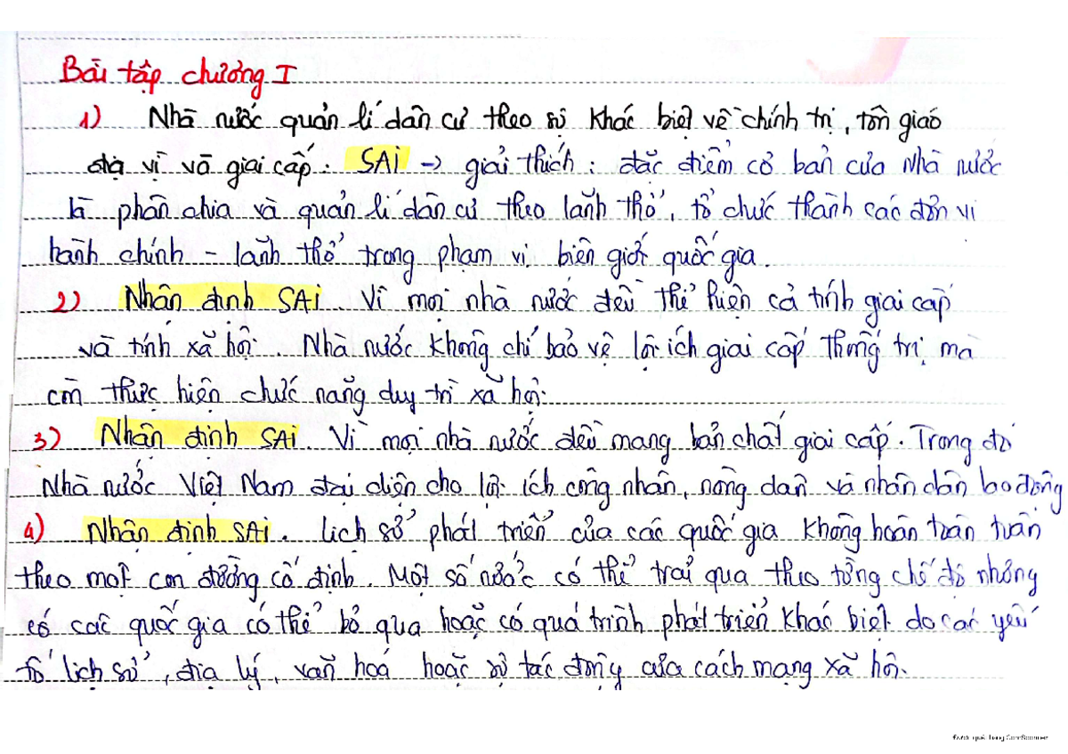BT PLDC Chuong 1 - Pháp luật đại cương - Bai tap childing I 1) Nha quan ...