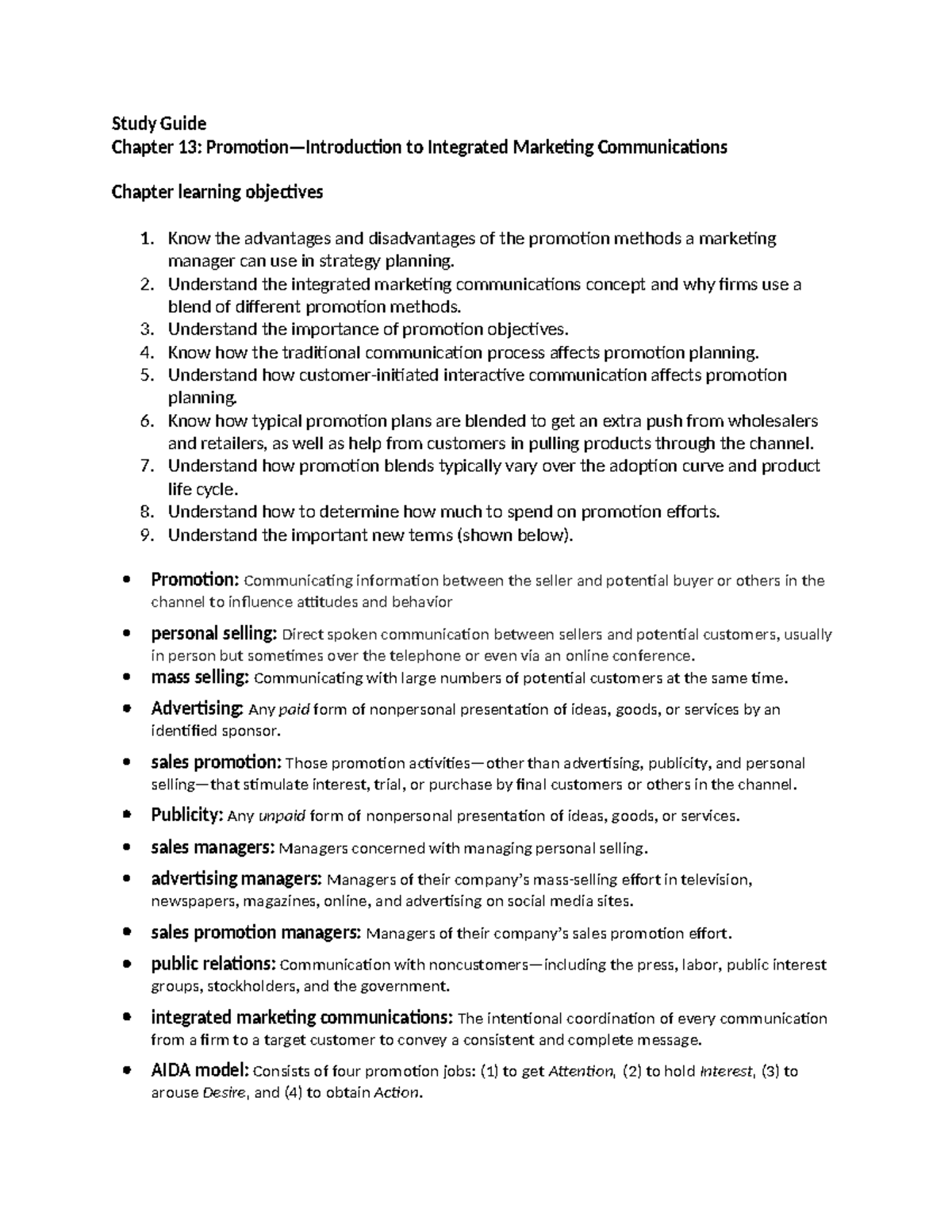 C13 Study Guide: Integrated Marketing Communications Overview and Key ...
