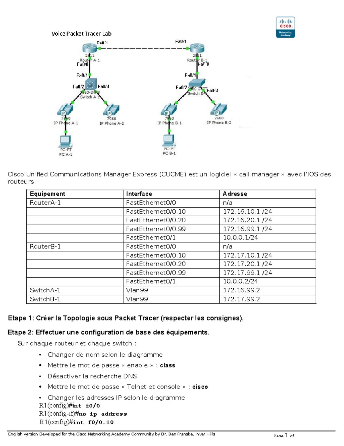 Cisco VoIP Configuration Steps for Lab - CNET 101 - Studocu