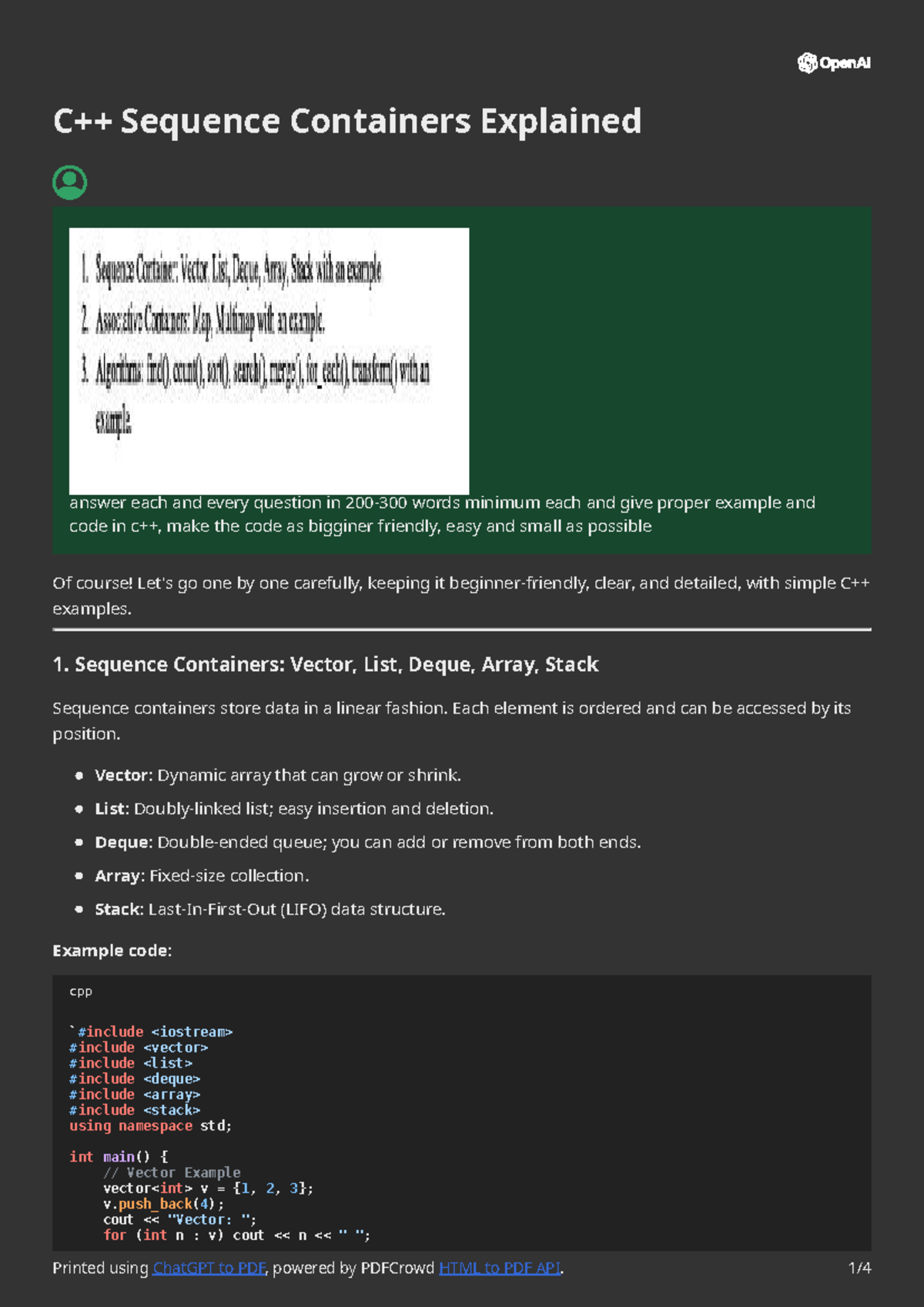 Ch5 - Sequence Containers Explained: Vectors, Lists, Stacks & More ...