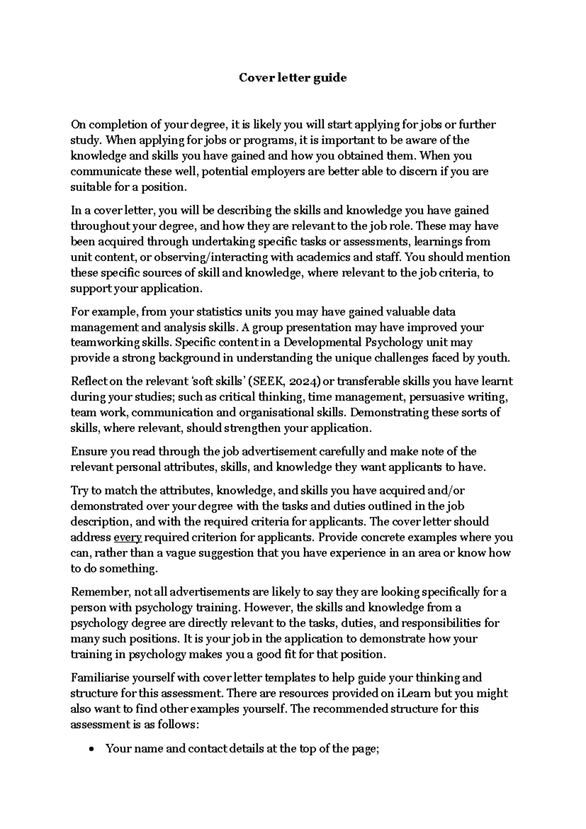 Cover Letter Guide for Job Applications: Skills & Strategies - Studocu