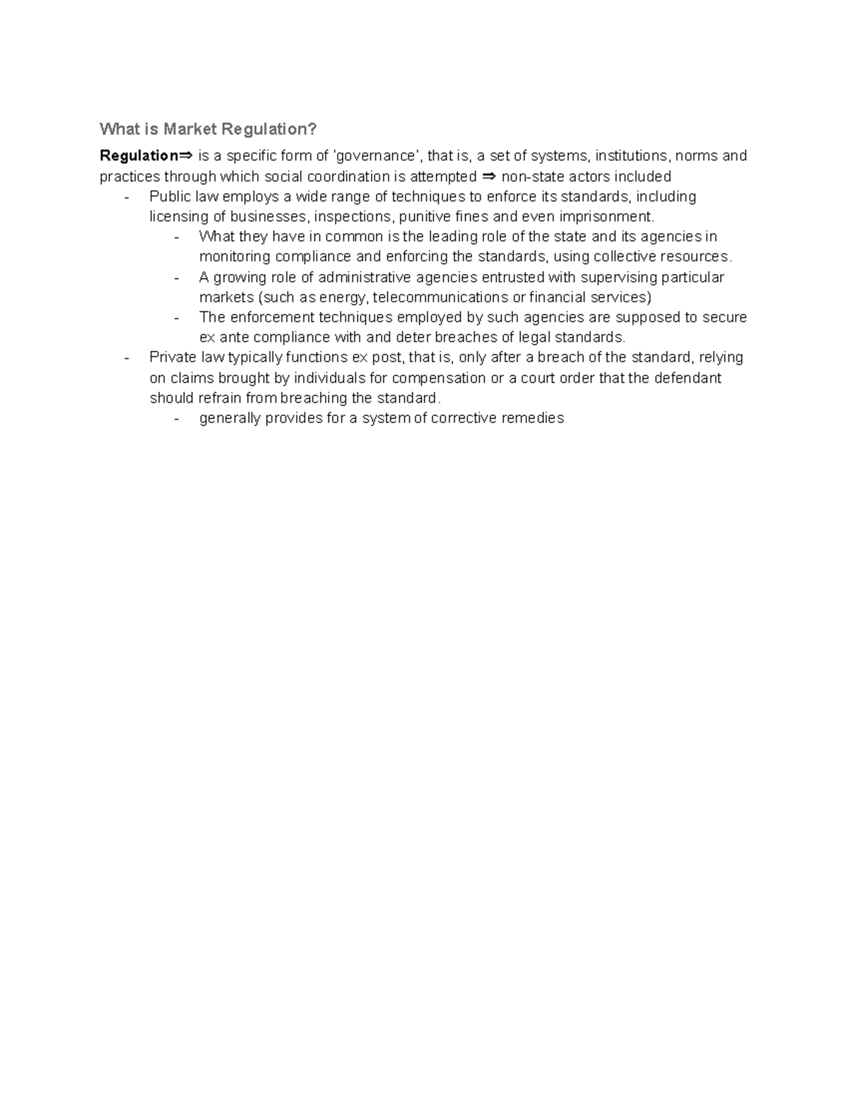 Administrative Law and Market Regulation: An Overview - Studeersnel