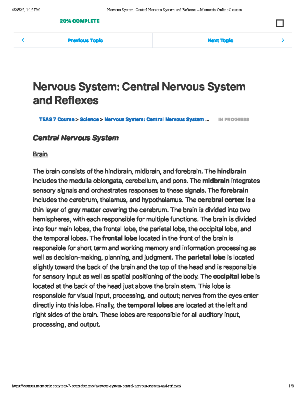 TEAS 7 Science: CNS & Reflex Arcs Comprehensive Study Guide - Studocu