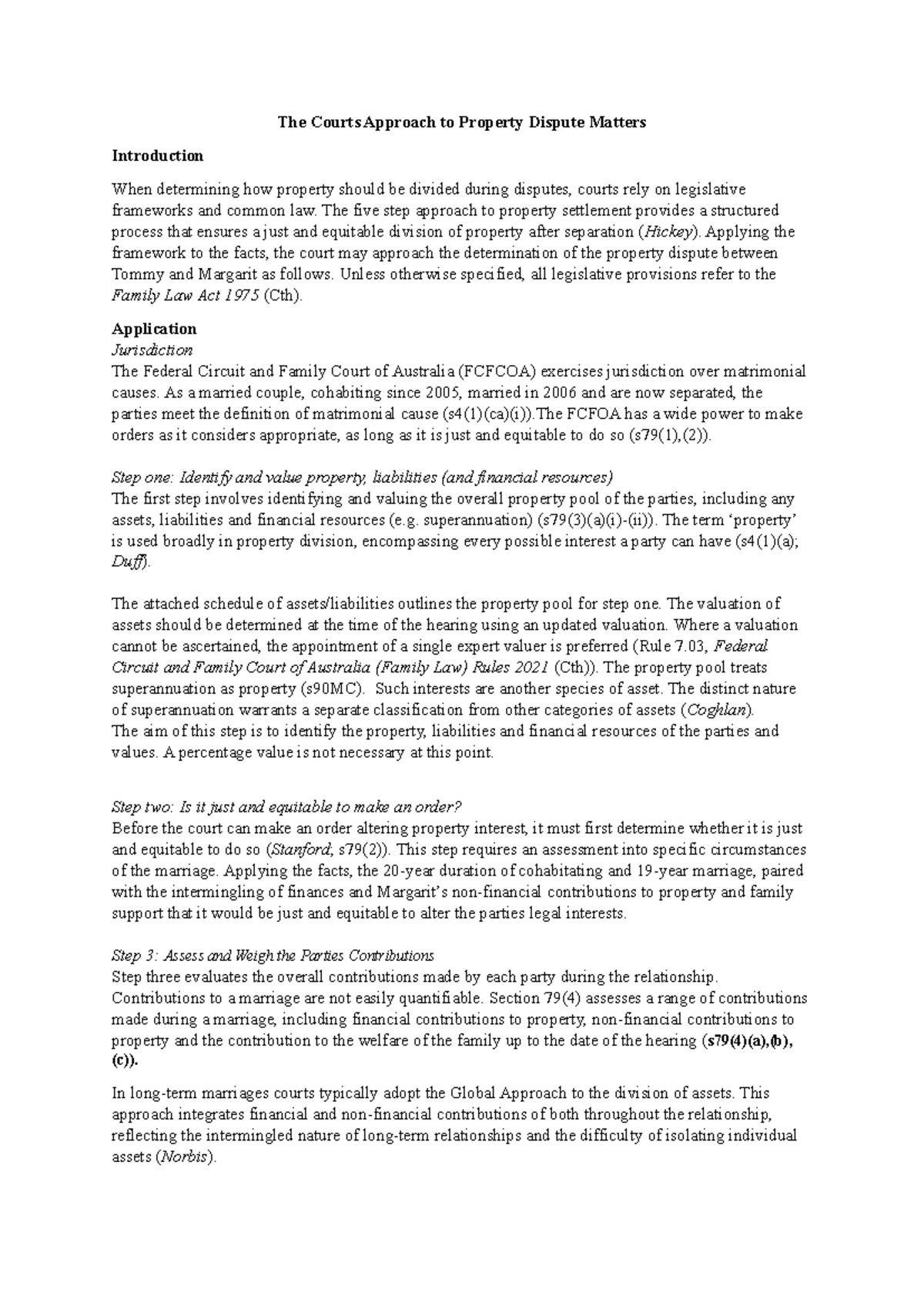 FCFCOA Property Dispute Resolution: A Five-Step Framework - Studocu