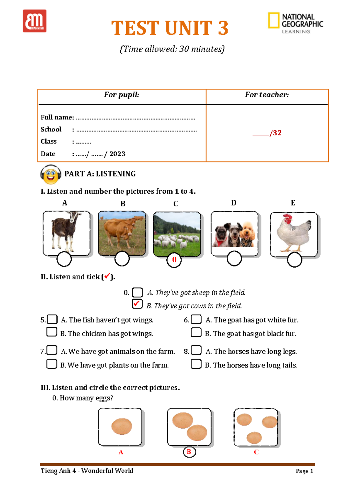 TA 4 - WW - Listening & Reading Test Unit 3 - 75 Minutes - Studocu