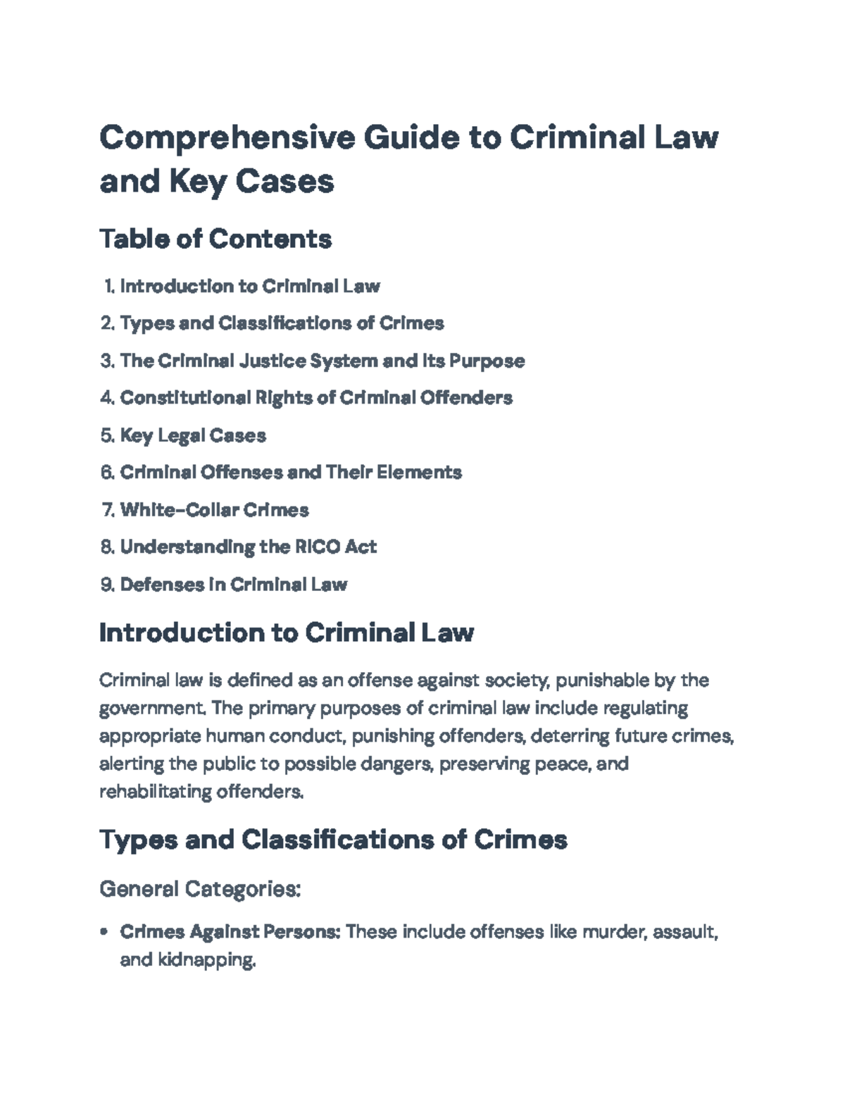 Comprehensive Guide to Criminal Law (Course Code: CL-101 ...
