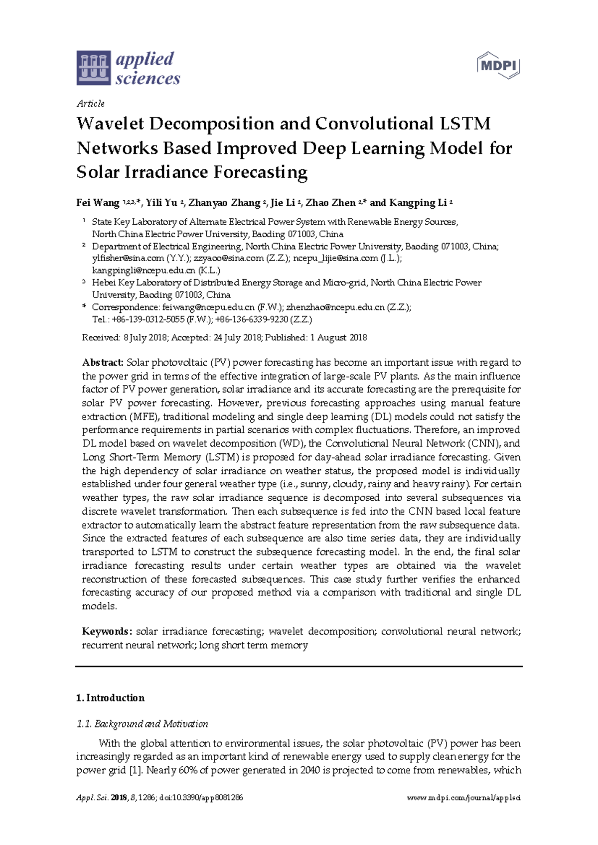 Wavelet Decomposition and Convolutional LSTM Netwo - Appl. Sci. 2018 ...