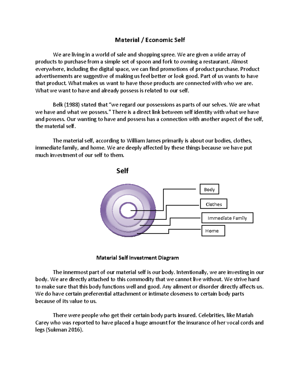 Material-self-1 - Material / Economic Self We are living in a world of ...
