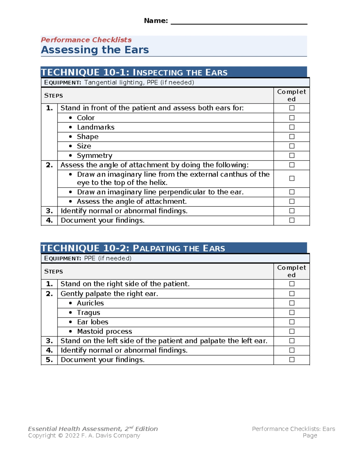 Ch11 Eyes Performance Checklist: Techniques for Eye Assessment - Studocu