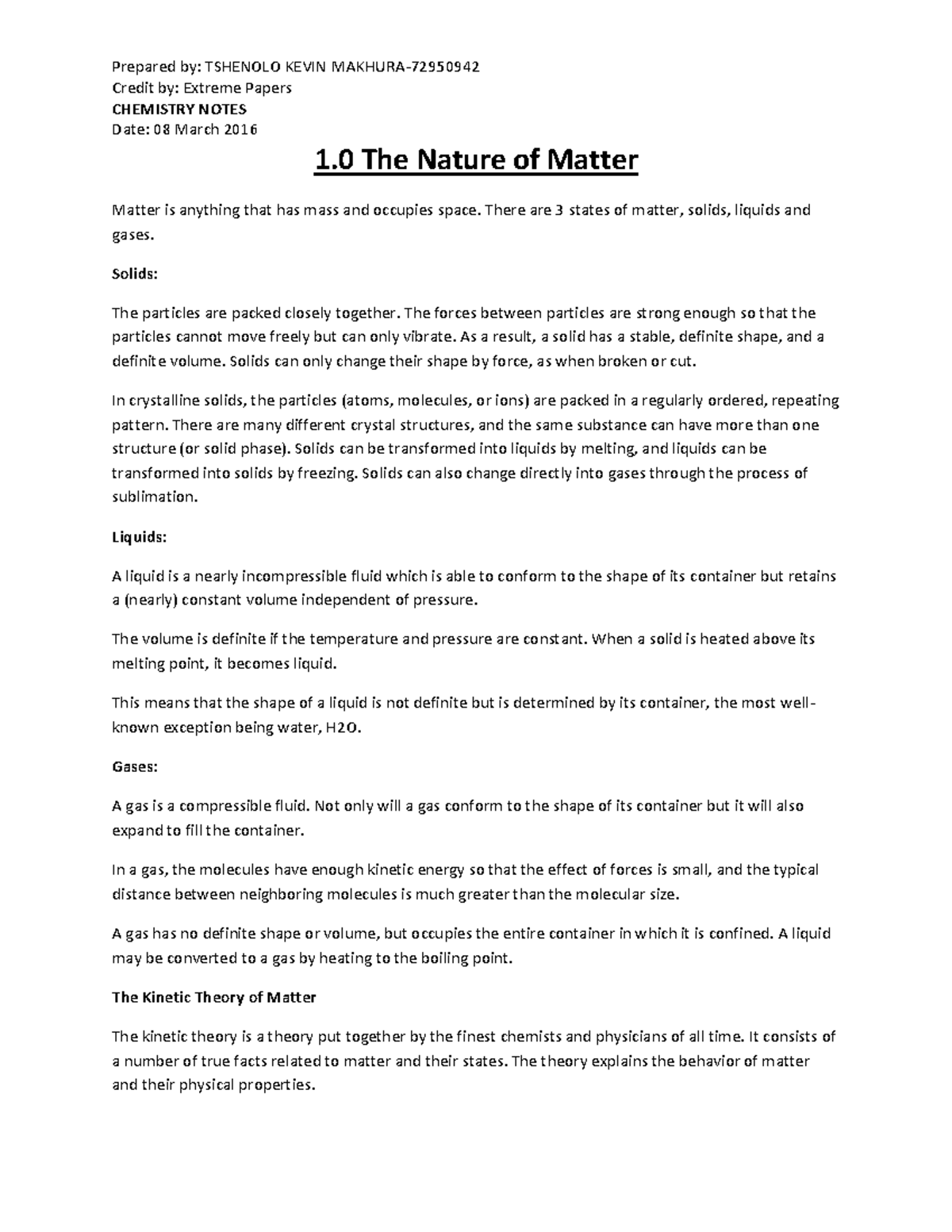 Chemistry Notes for Form 4-5: Understanding Matter and Its Properties ...