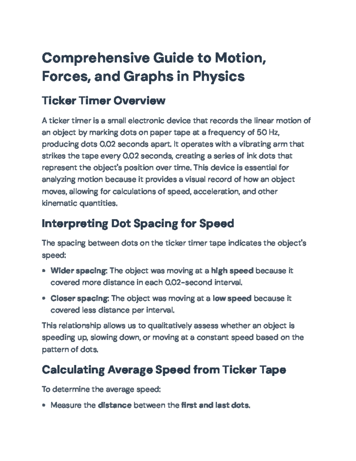 Physics Concepts: Motion, Forces, and Graphs Overview (PHYS 101) - Studocu