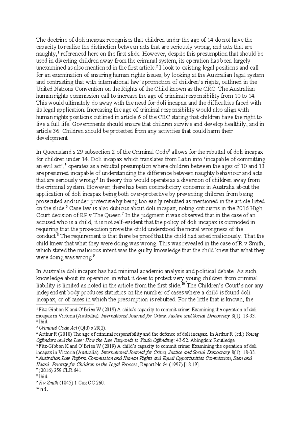 Doli Incapax and Child Criminal Responsibility: A Legal Analysis (2022 ...