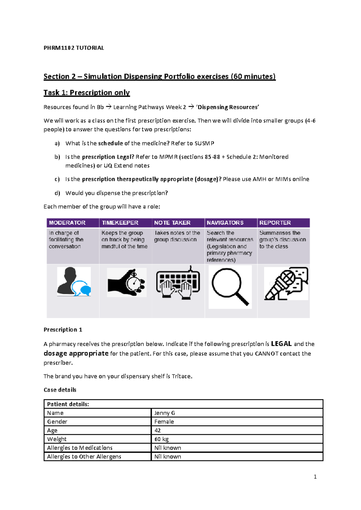2024 Tutorial week 2 Student version - PHRM1102 TUTORIAL Section 2 ...