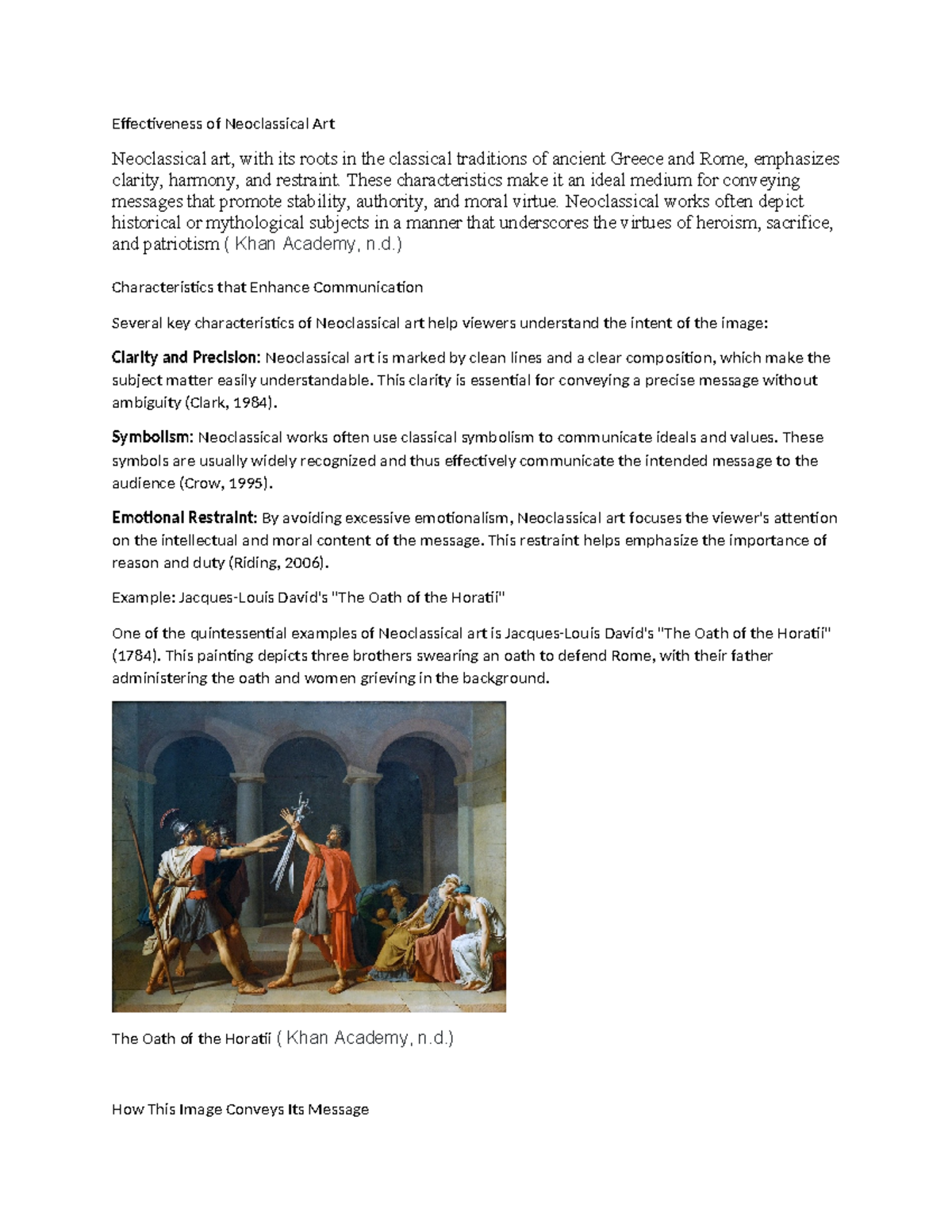 Ahist 1401 - Neoclassical Art: Clarity, Symbolism, and Impact - Studocu