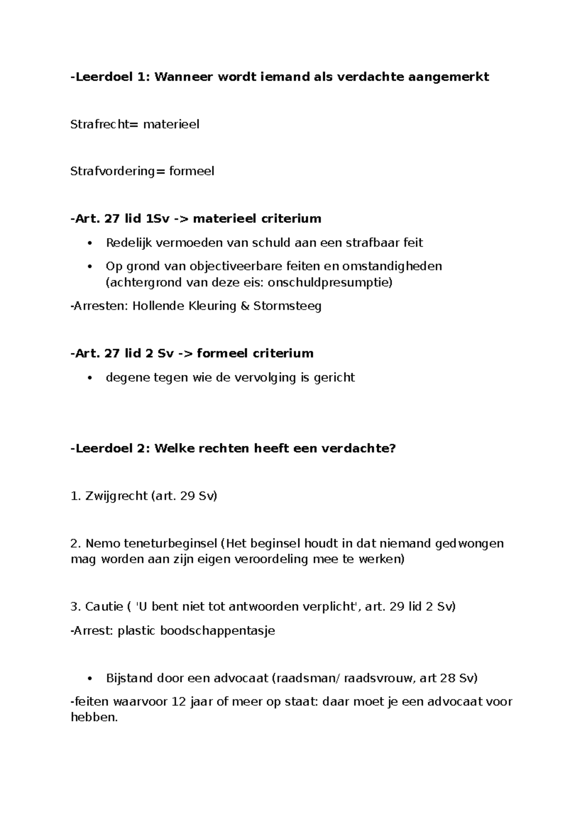 Strafrecht Lesnotities: Verdachte Rechten en Vierlagenmodel - Studeersnel