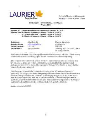 BU397 - WLU - Intermediate Accounting - Studocu