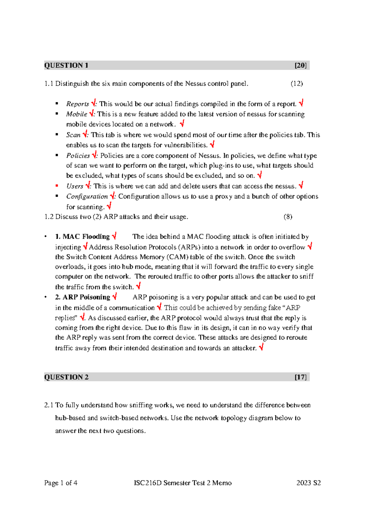 SE ISC216D 2023 Sem Test 2 Detailed Answers and Explanation - Studocu