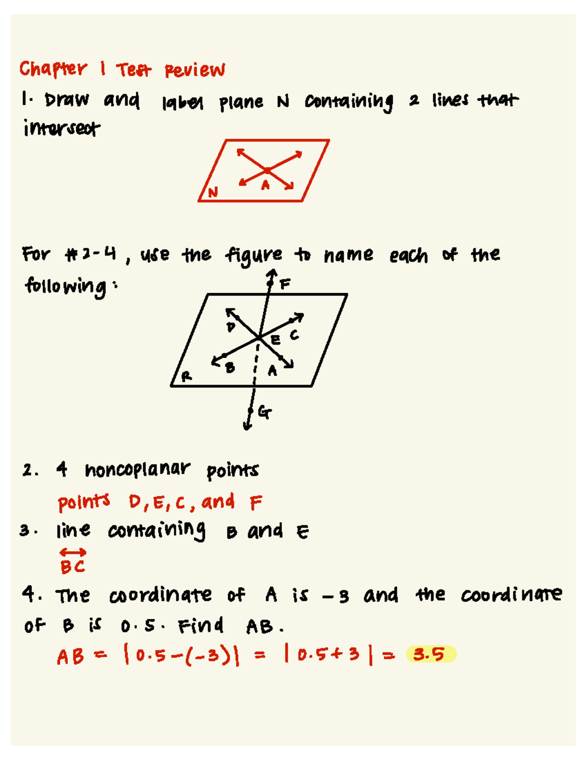 Geometry Test Review - Key Concepts and Practice Examples (MATH101 ...