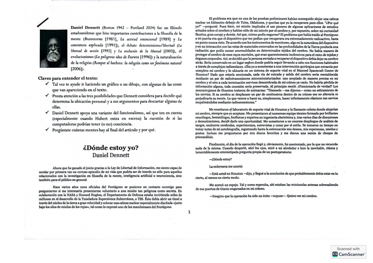 Título: "Texto de Daniel Dennett: Filosofía de la Mente y Cuerpo (Curso ...