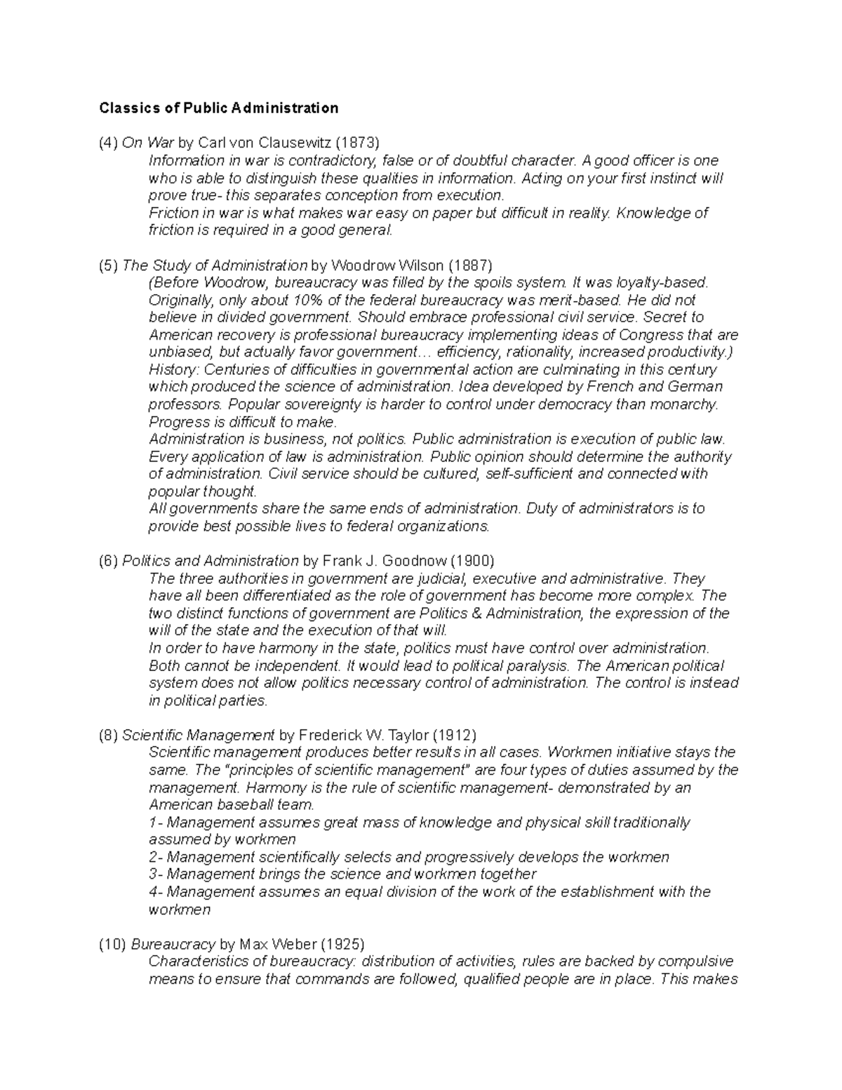 Public Administration Classics: Midterm Study Guide Summary - Studocu