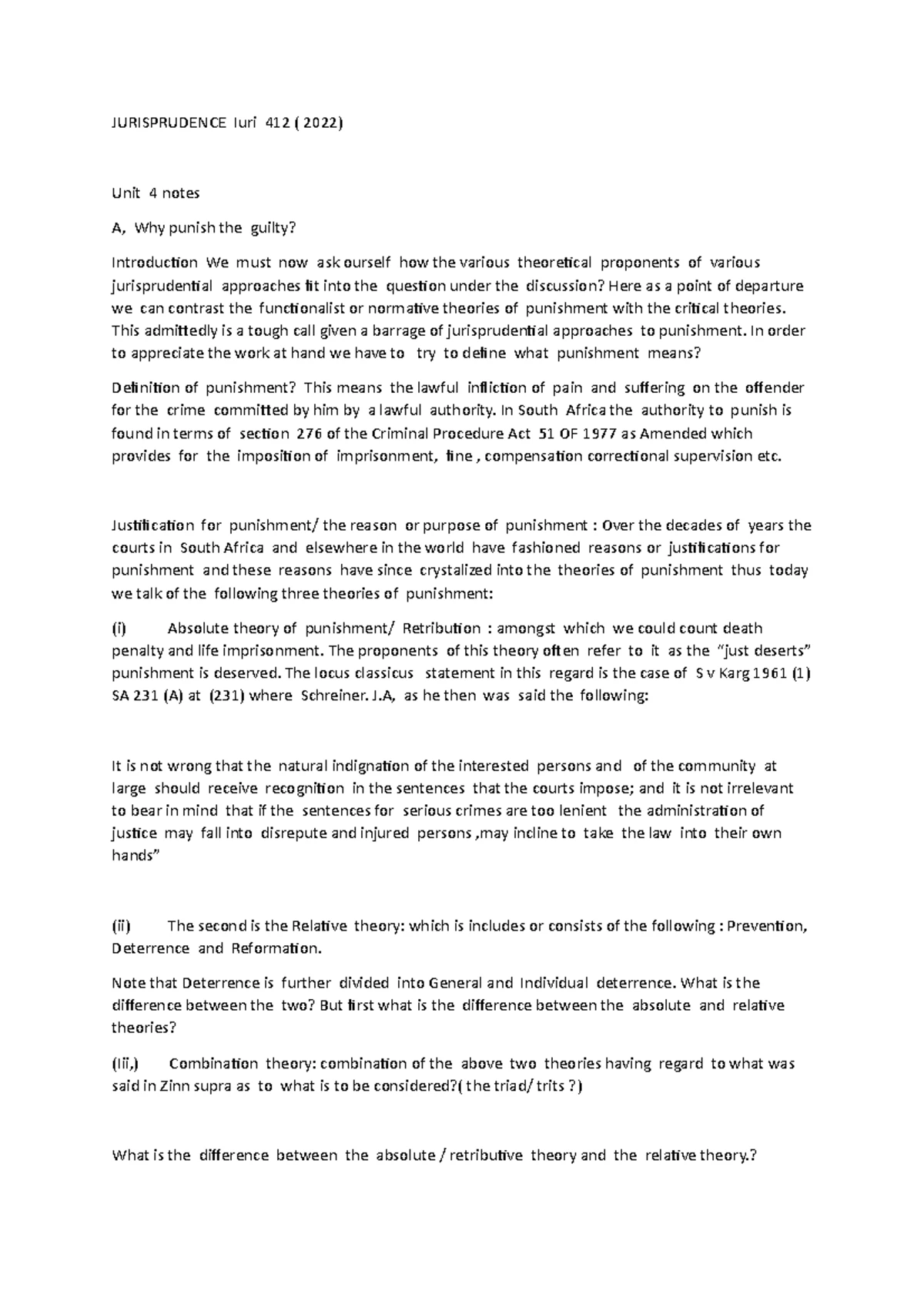 IURI412 Final Exam Notes on Legal Philosophy and Justice Theories - Studocu