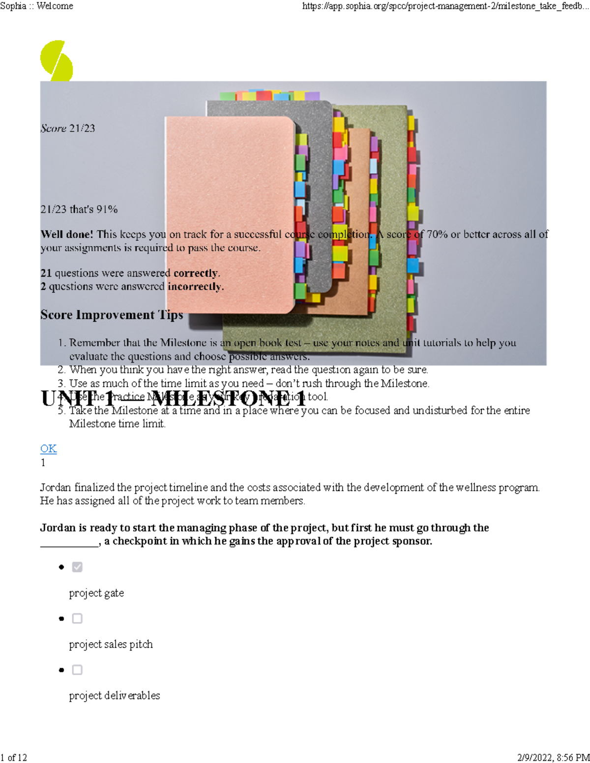 PMT 101 - Project Management Unit 1 Milestone Study Guide - Studocu