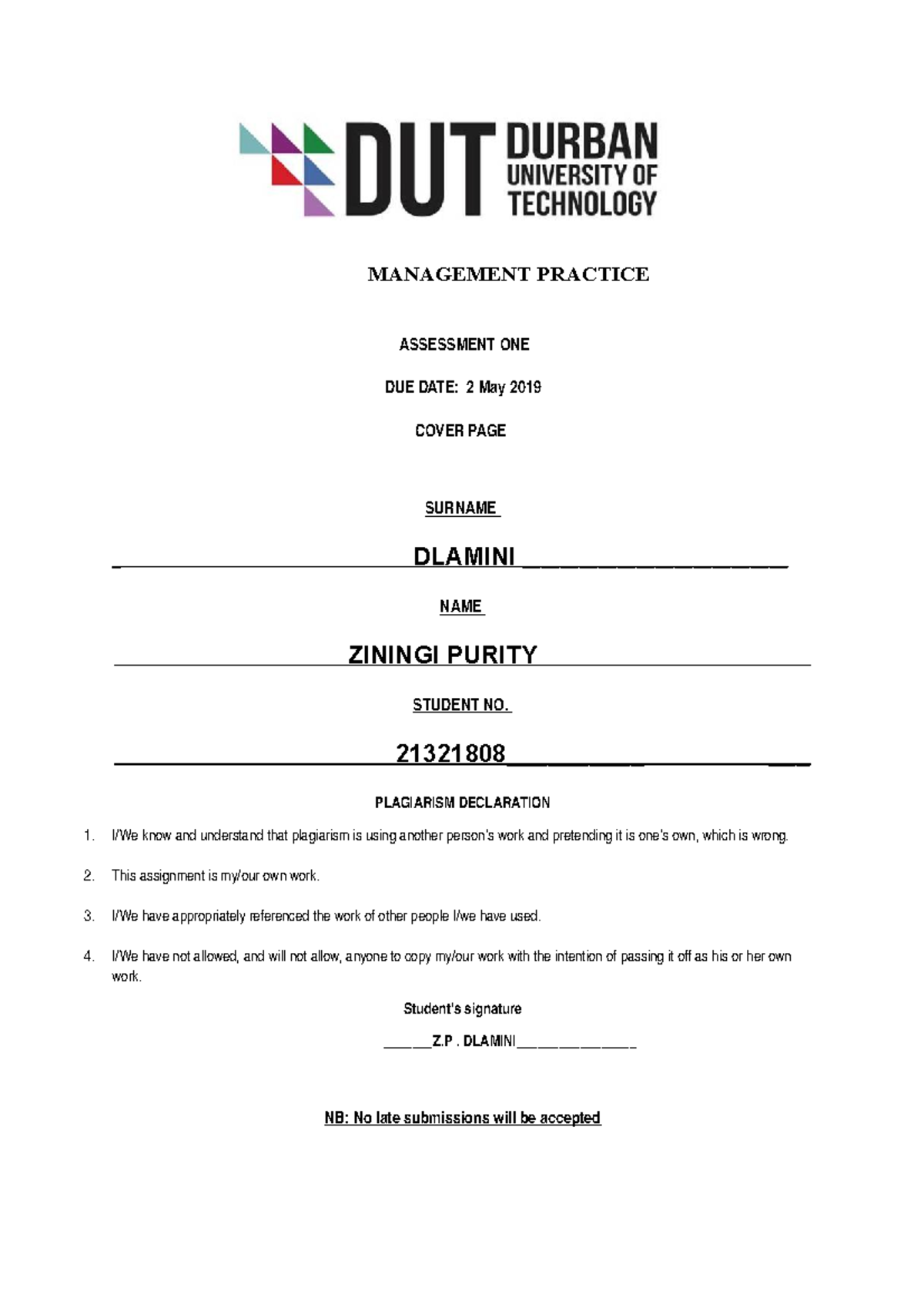 DUT Organizational Audit: In-Depth SWOT Analysis Study (MANAGEMENT ...