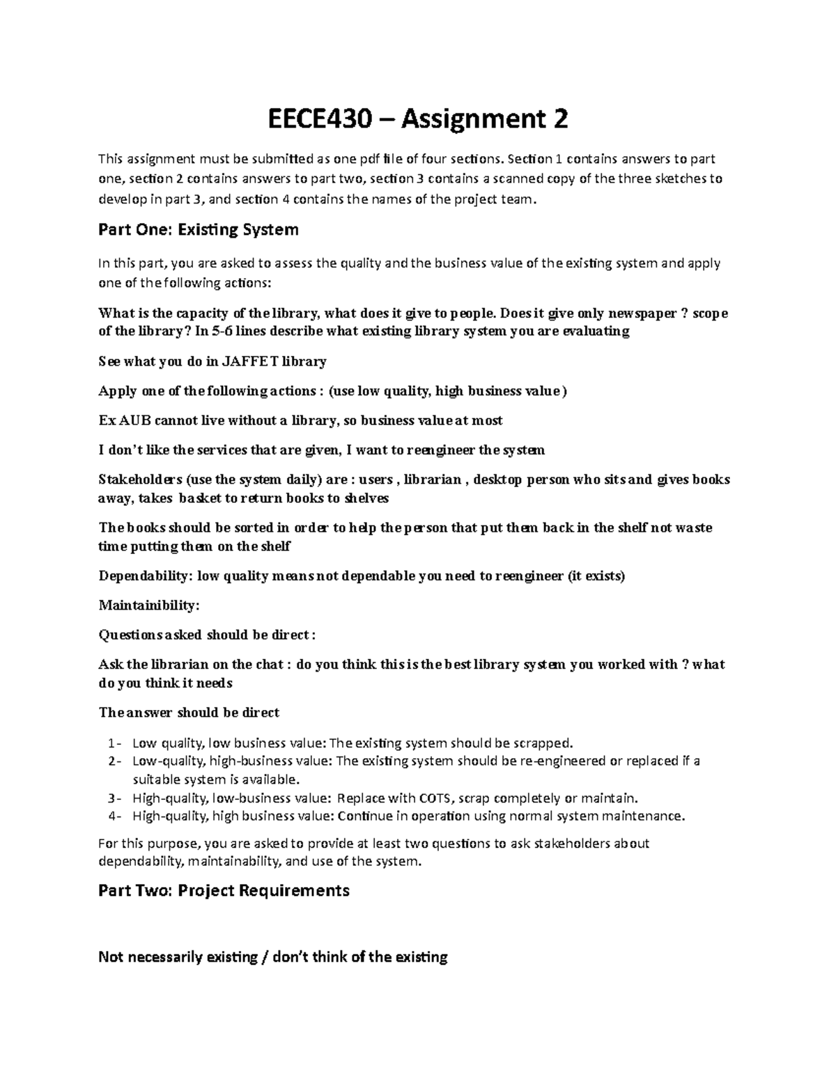Assignment 2 - Software Engineering - AUB - Studocu