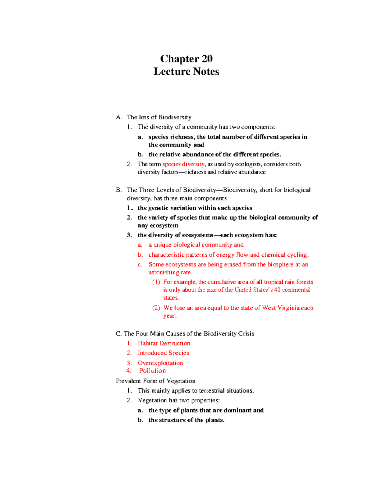 Biology 101: Lecture Notes on Biodiversity and Ecosystem Dynamics ...