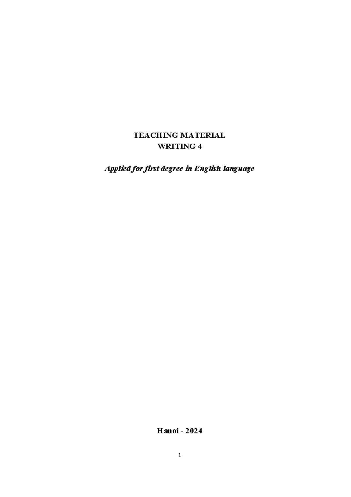 TEACHING MATERIAL WRITING 4: English Language Lessons for 2024 - Studocu