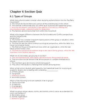 Chapter 1 Section Quiz - Chapter 1 Section Quiz 1 What is Sociology ...