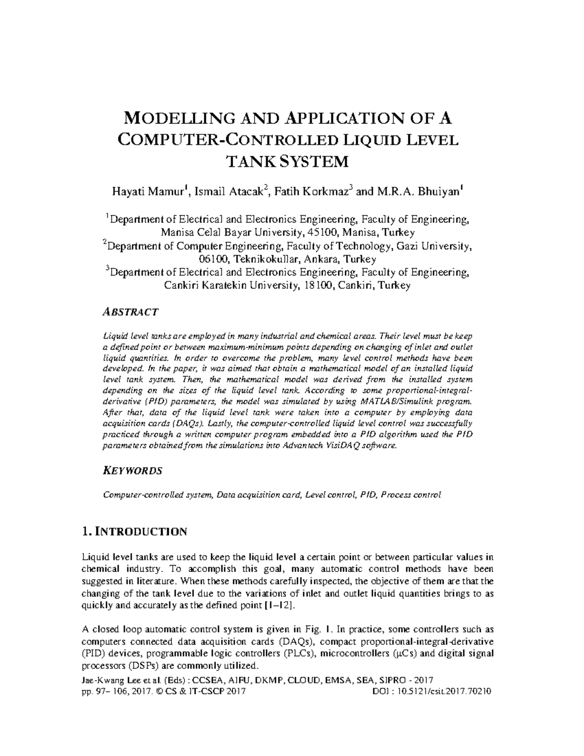 Modelling and Control of Liquid Level Tank System (CSIT 76410) - Studocu