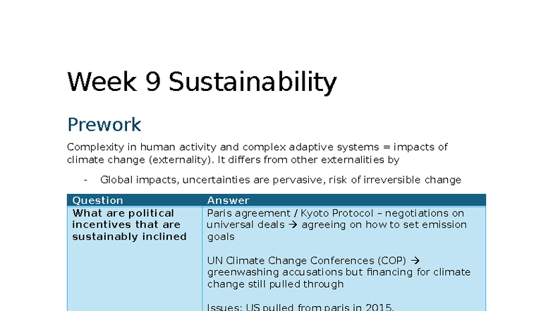 Week 9 Sustainability: Climate Change, Political Incentives & Circular ...
