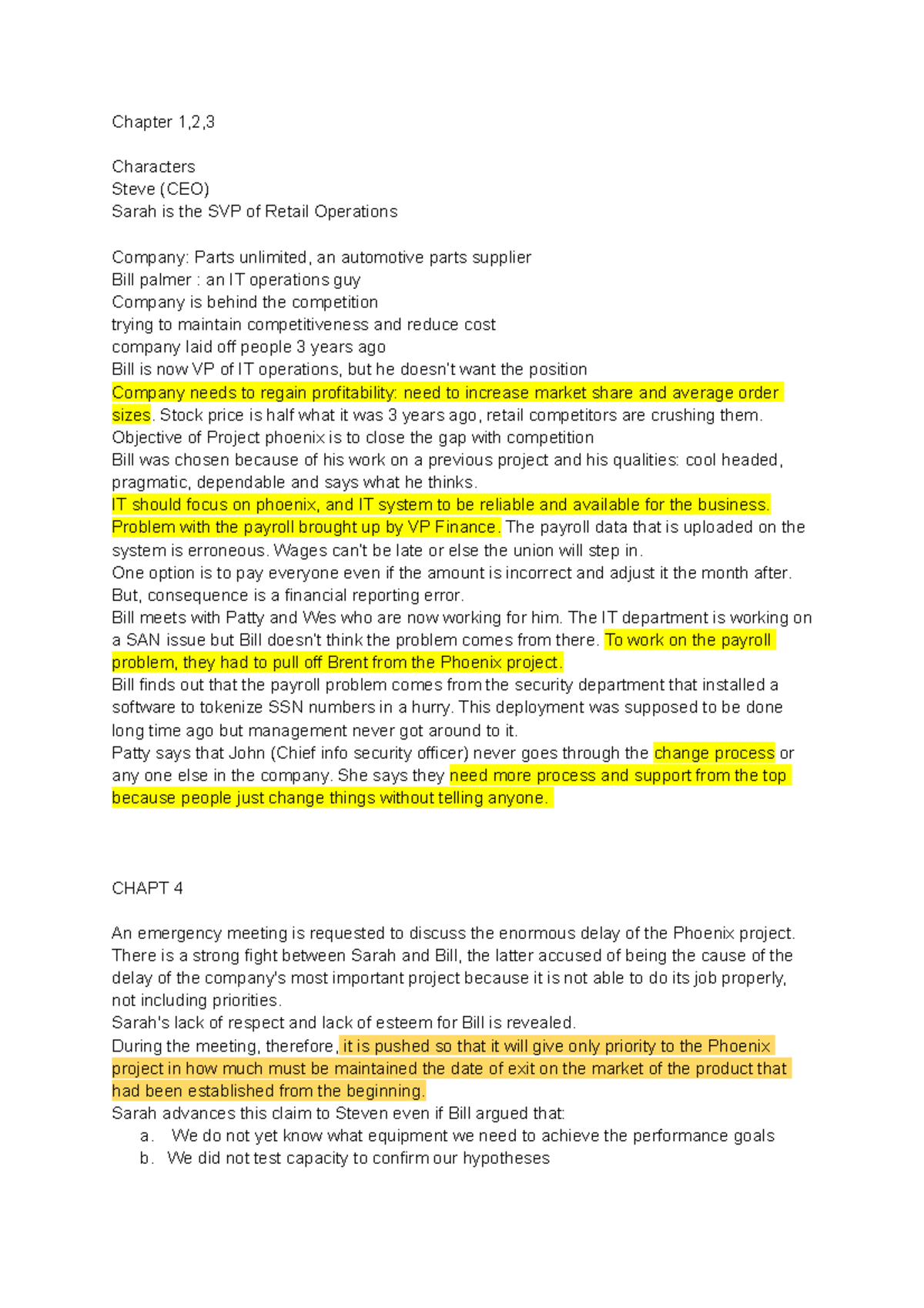 The Phoenix Project: Chapters 1-9 Insights and Analysis - Studocu