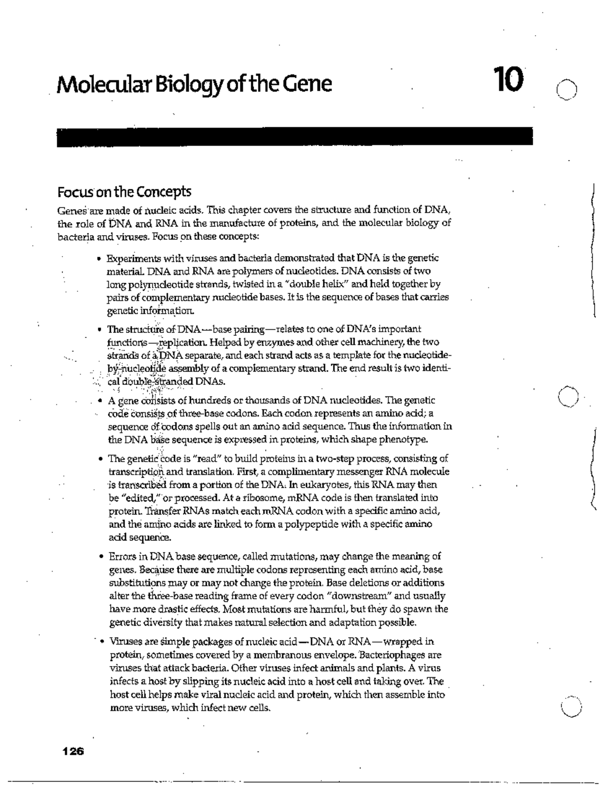Molecular Biology of the Gene (BIO 101) Chapter Exercises and Review ...