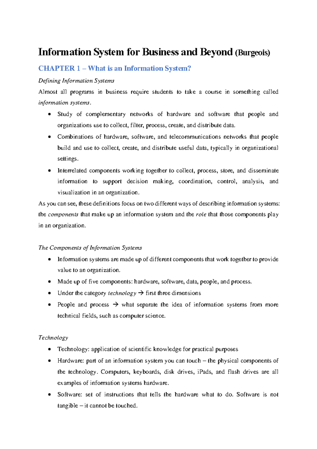 IDM 101 Chapter 1 Summary: Understanding Information Systems - Studeersnel