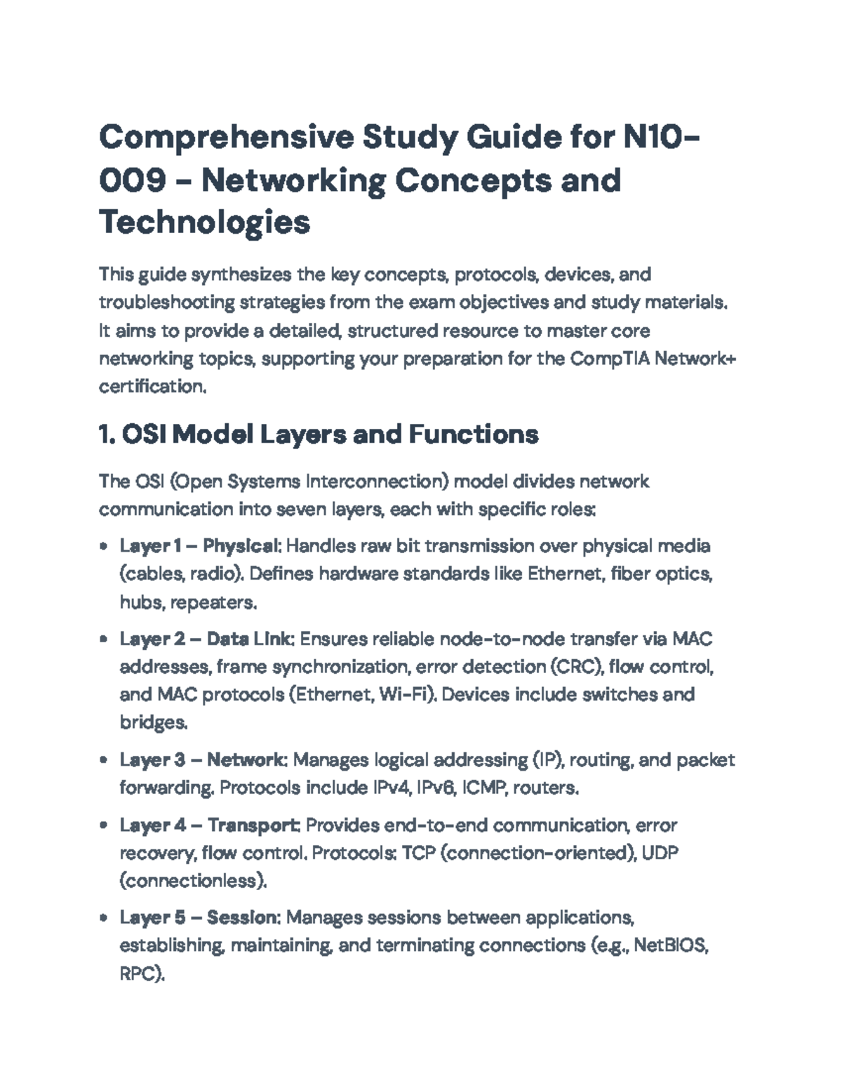 Comprehensive Study Guide for N10-009: Networking Concepts ...