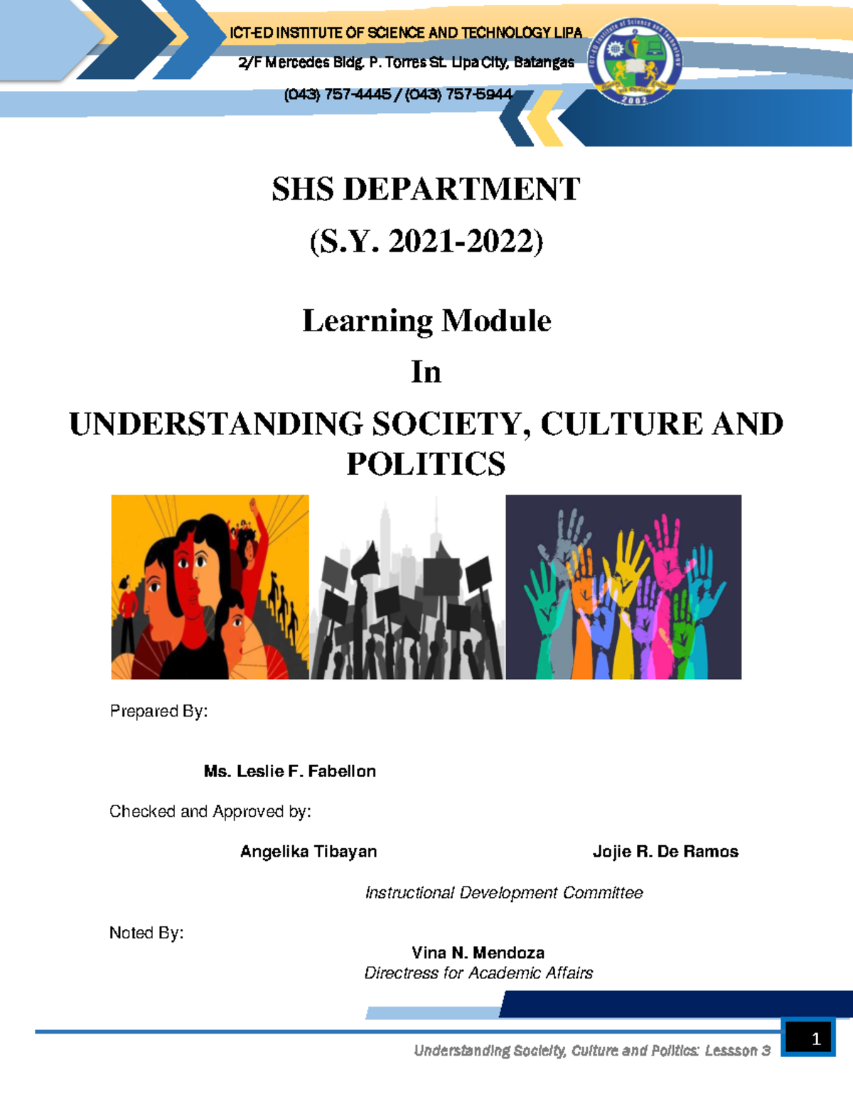Understanding Society, Culture, and Politics: Lesson 3 (UCSP) - Studocu