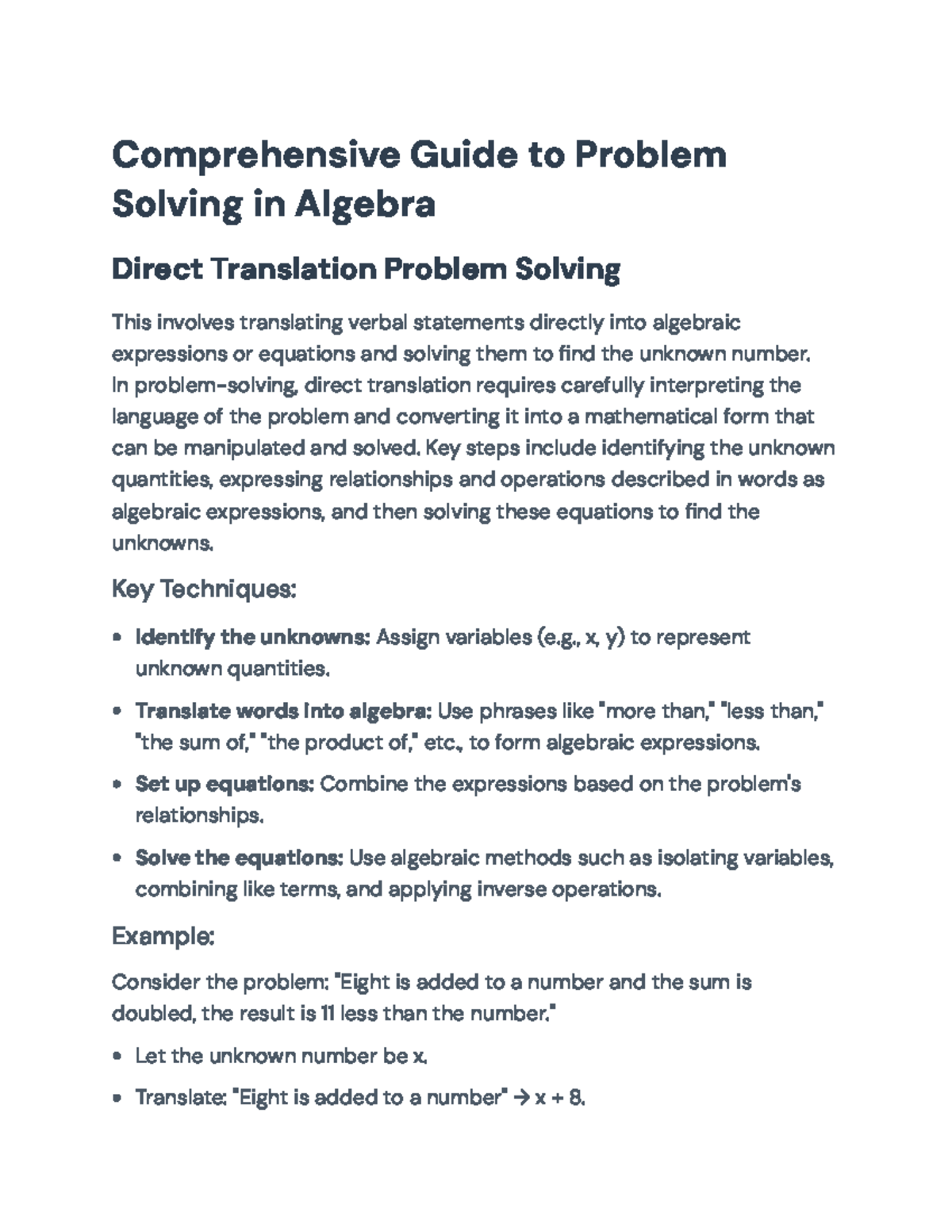 Comprehensive Algebra Problem Solving Guide: Techniques & Strategies ...