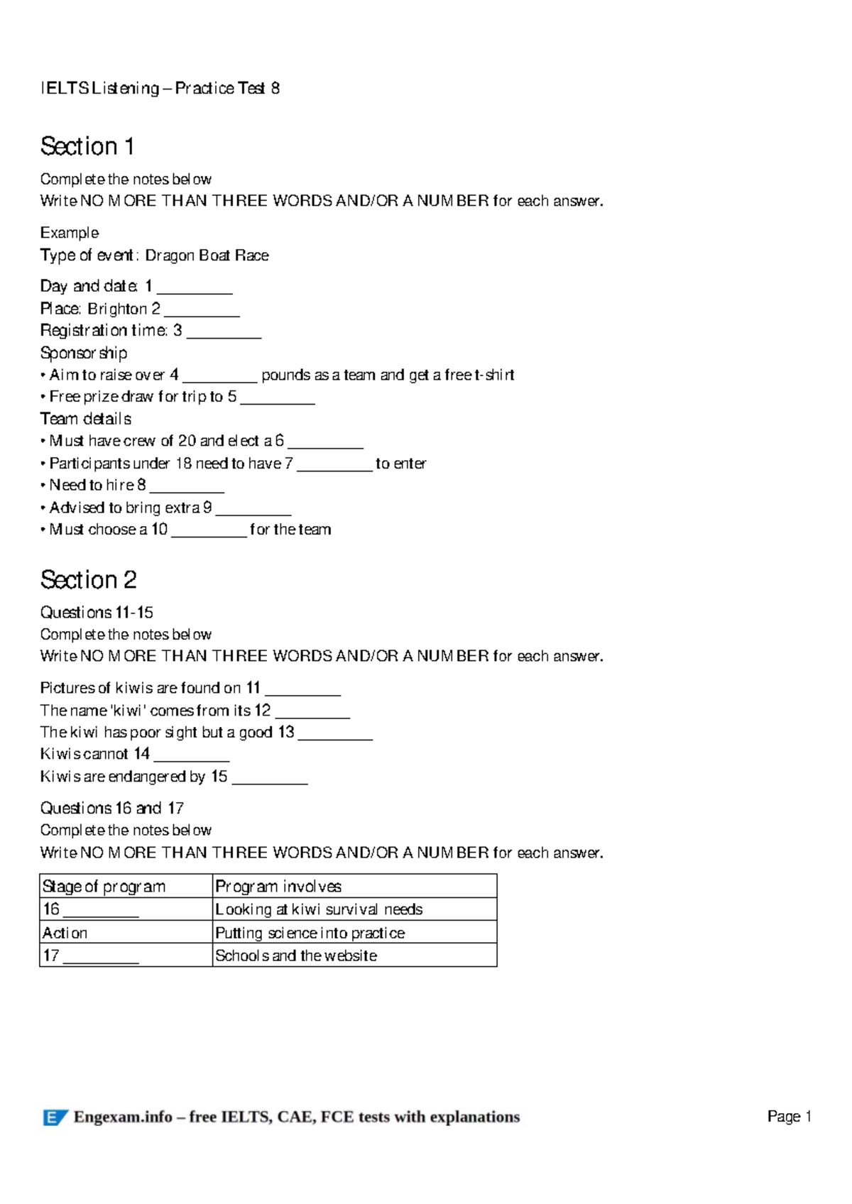 IELTS Listening Practice Test 8 Complete Notes & Answers - Studocu