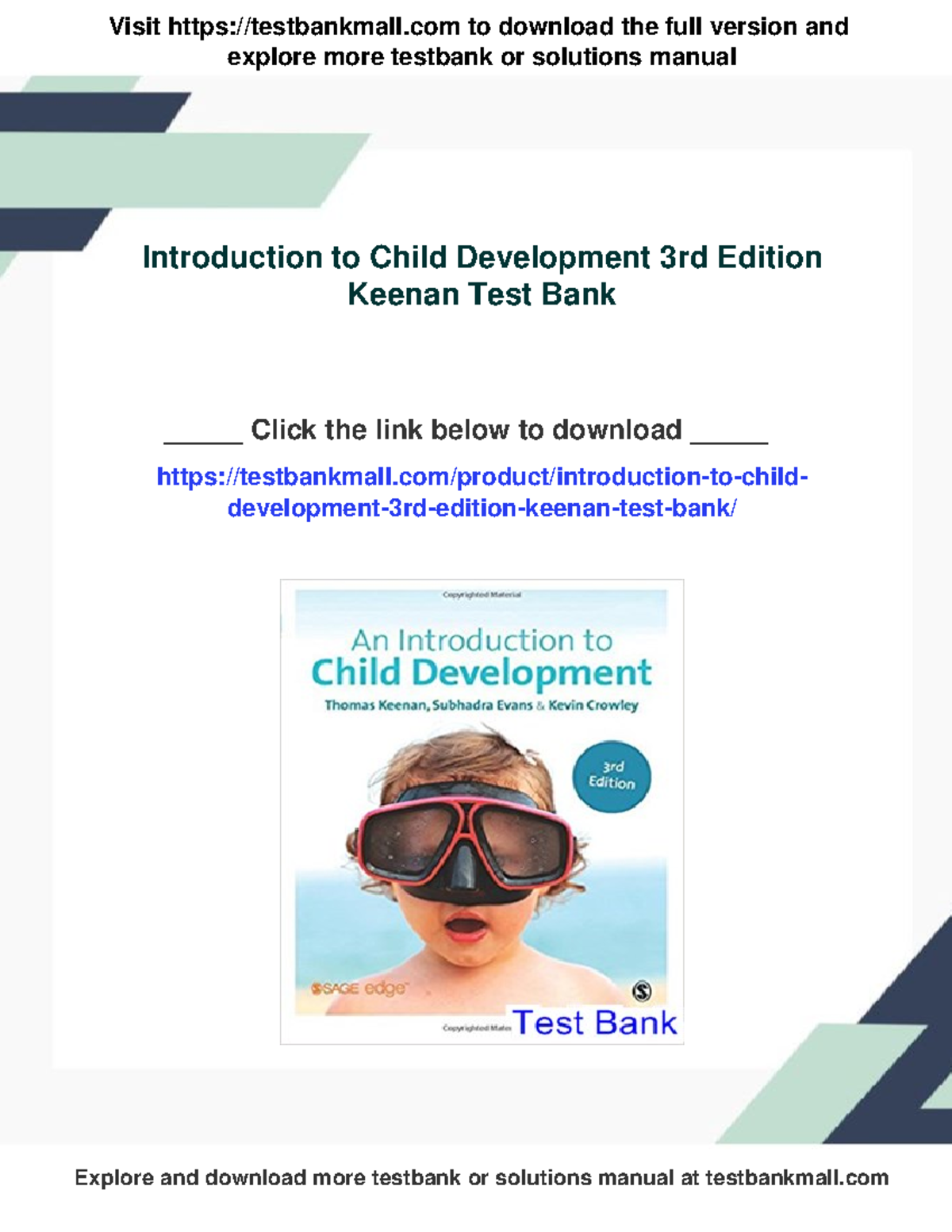 52036 - Introduction to child development 3rd edition keenan test bank ...