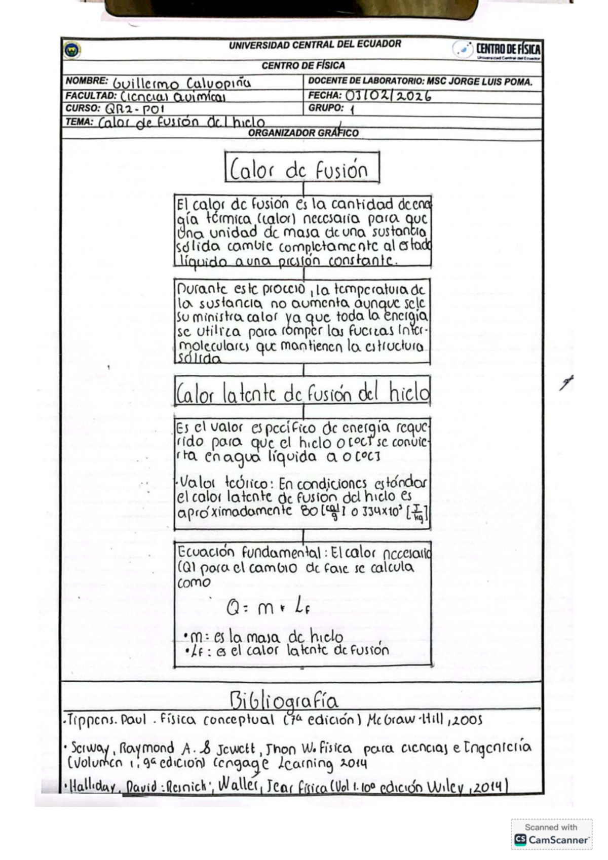 Calor de Fusión del Hielo - Curso de Física UCE - Studocu