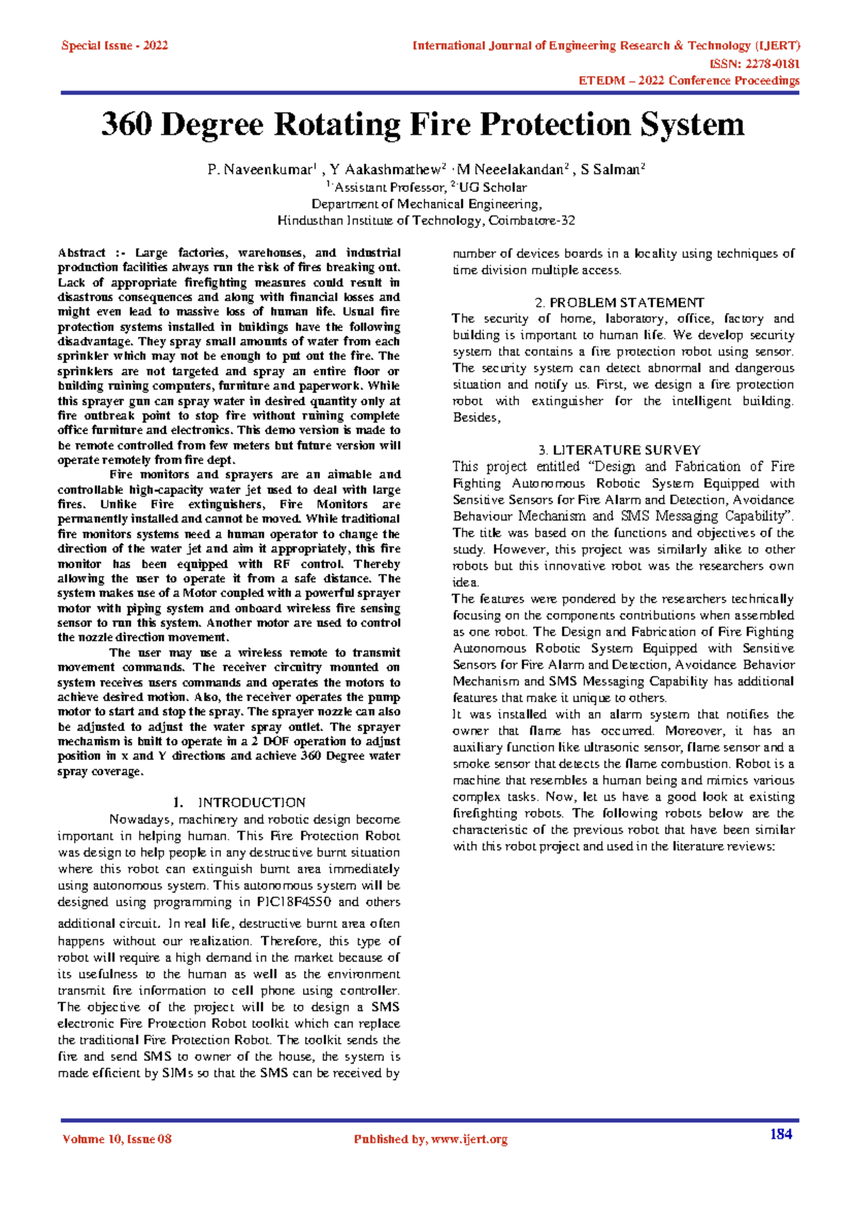 360° Rotating Fire Protection System: Design & Implementation ...