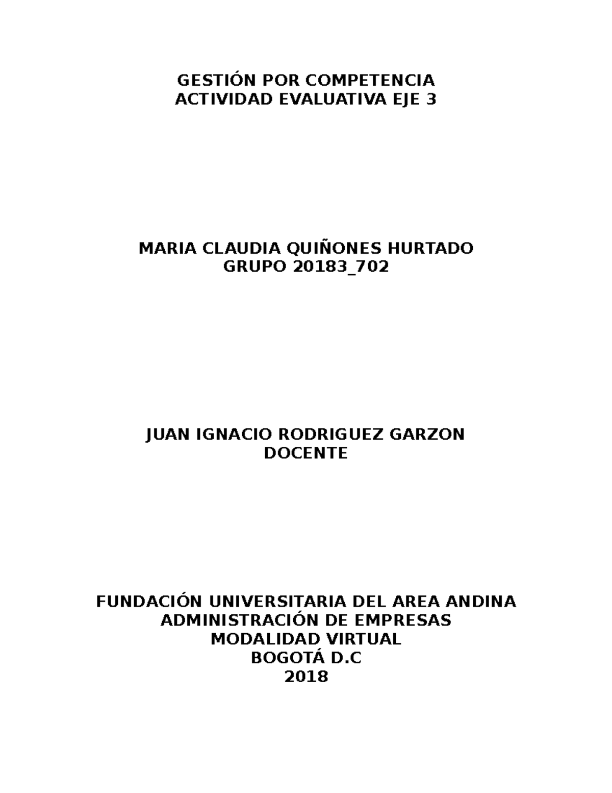 Actividad Evaluativa EJE 3 Gesti N POR Competencia - GESTIÓN POR ...