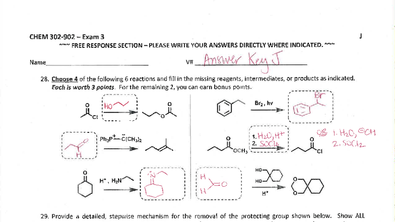 CHEM 101 Exam 3 Answer Key Form J: Practice Free Response - Studocu