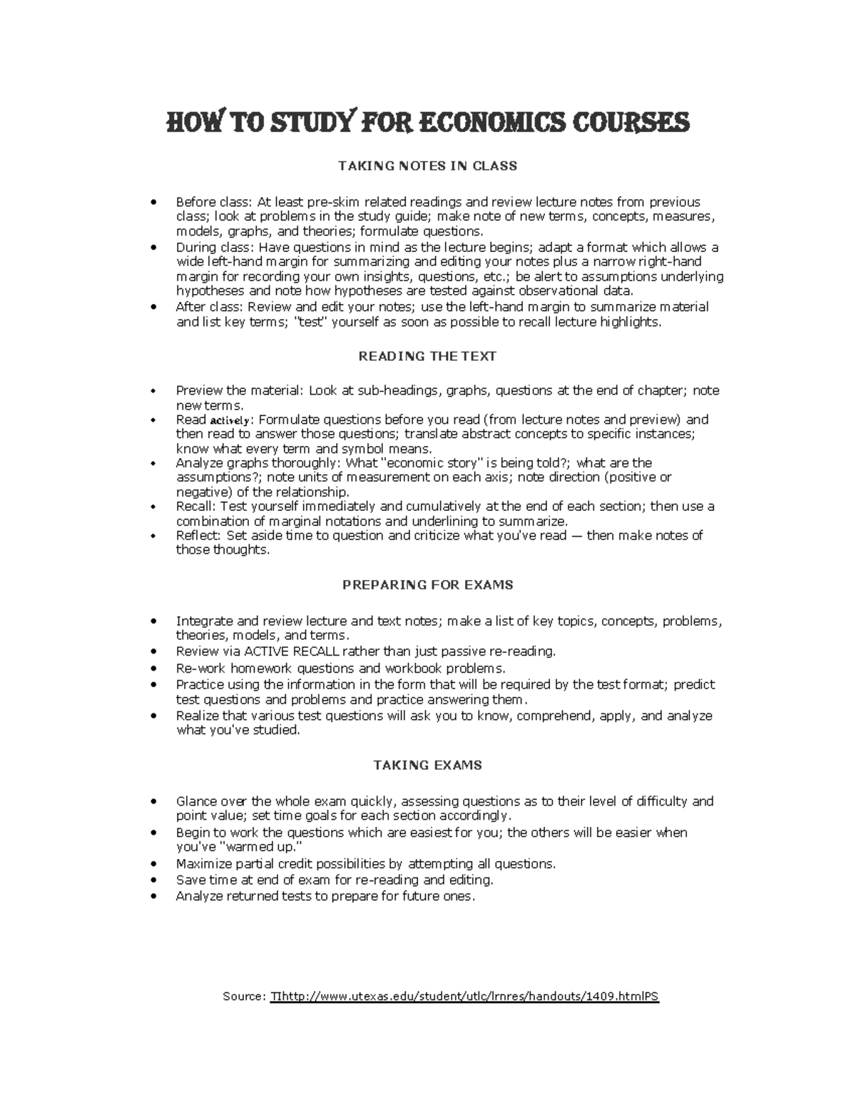 Effective Study Strategies for Economics Courses (ECO 101) - Studocu