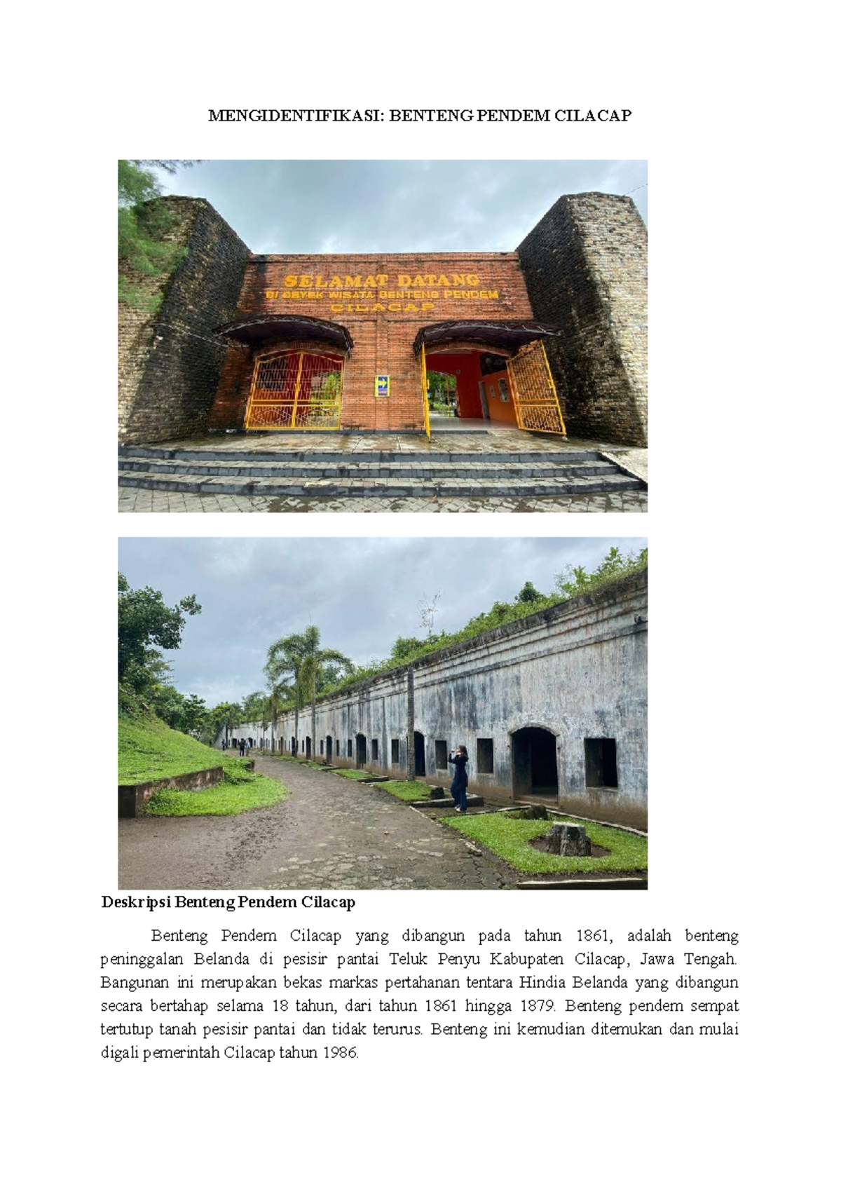 Identifikasi dan Sejarah Benteng Pendem Cilacap di Jateng - Studocu