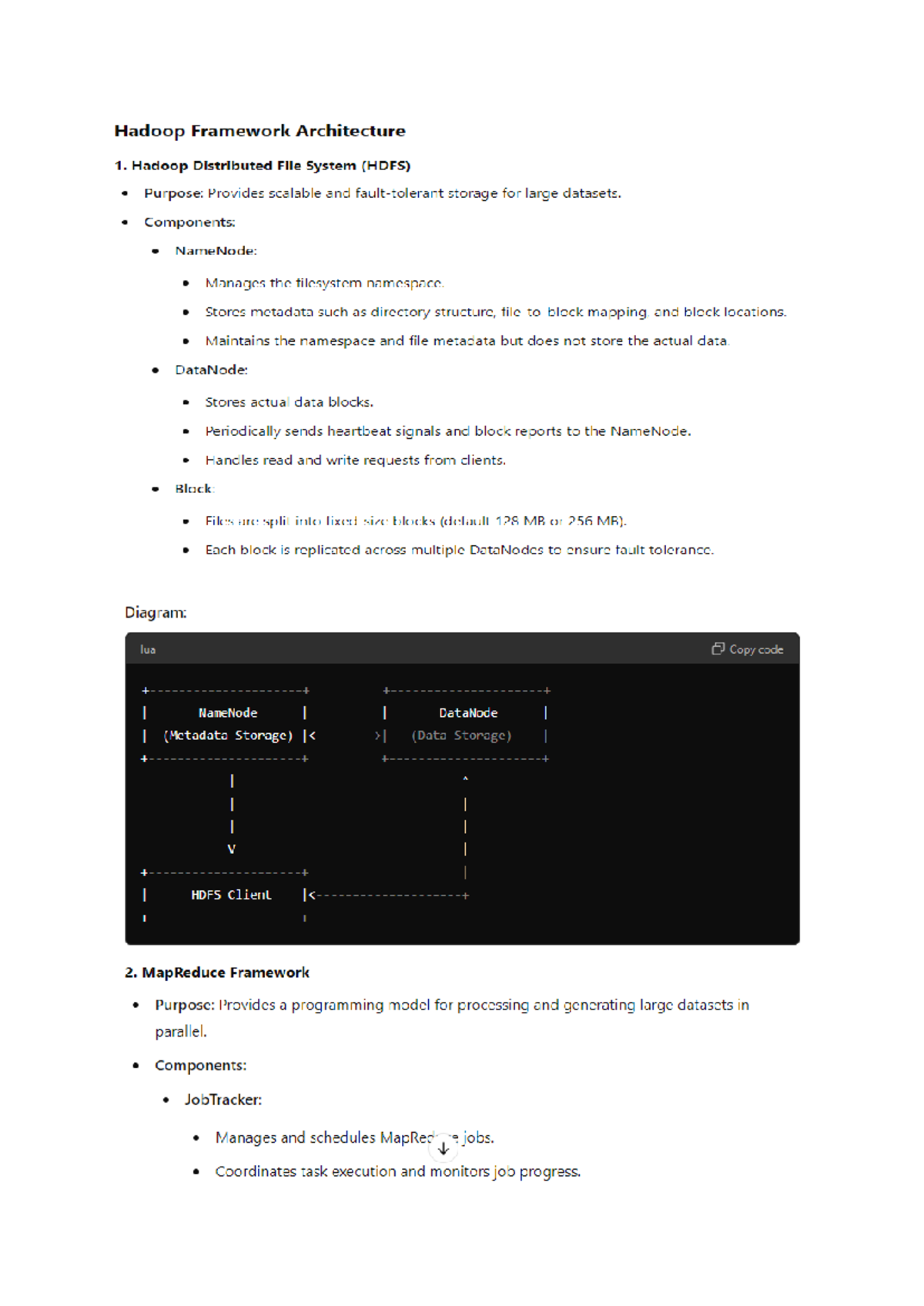 Hadoop Framework Architecture - Comprehensive Study Notes - Studocu
