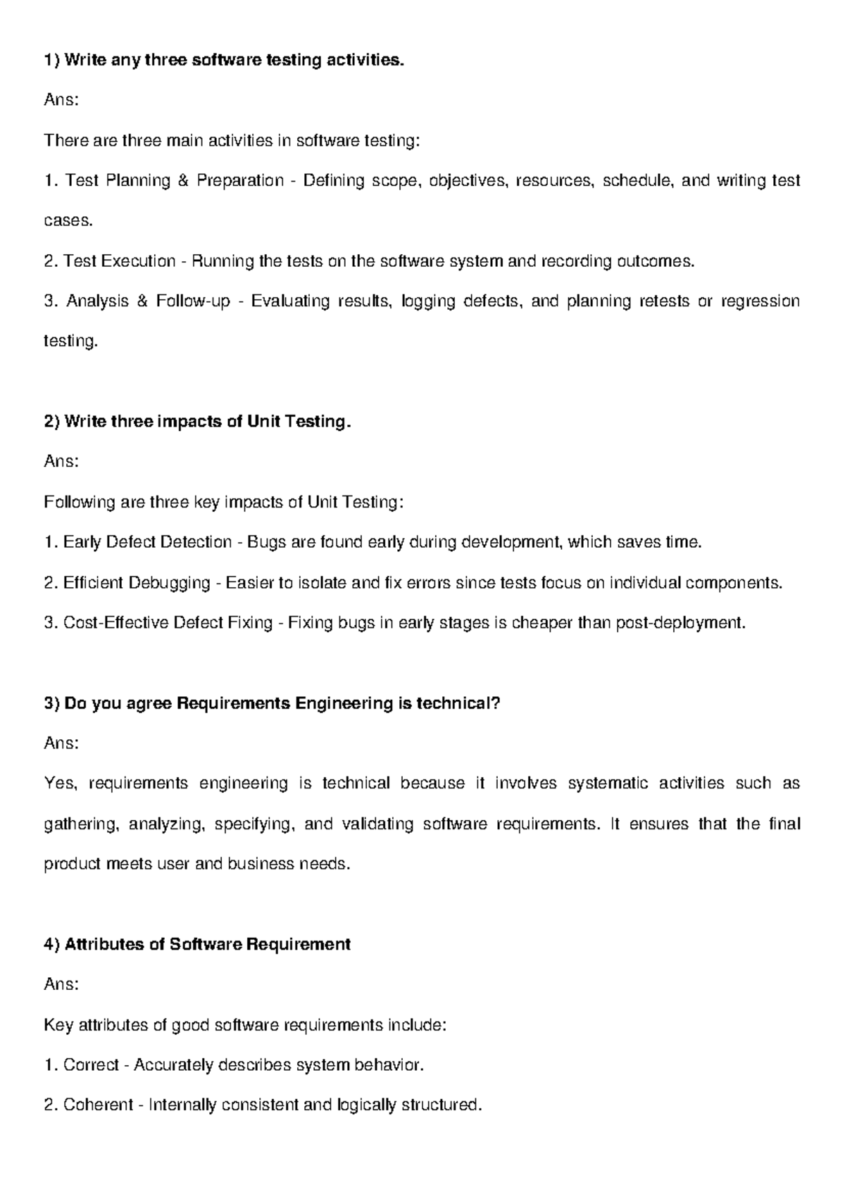 Software Testing QA Answers: Key Activities and Impacts Explained - Studocu