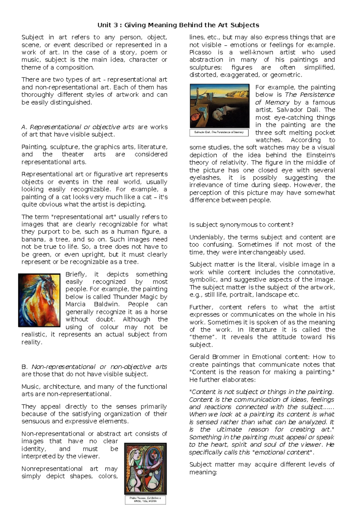 Unit 3 Art Meaning Review - Final Exam Preparation - Studocu